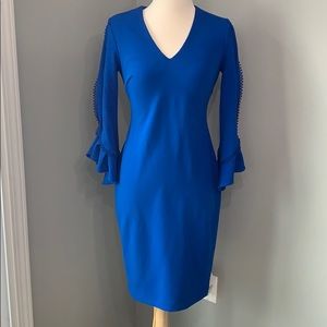 Calvin Klein royal blue bell sleeve dress